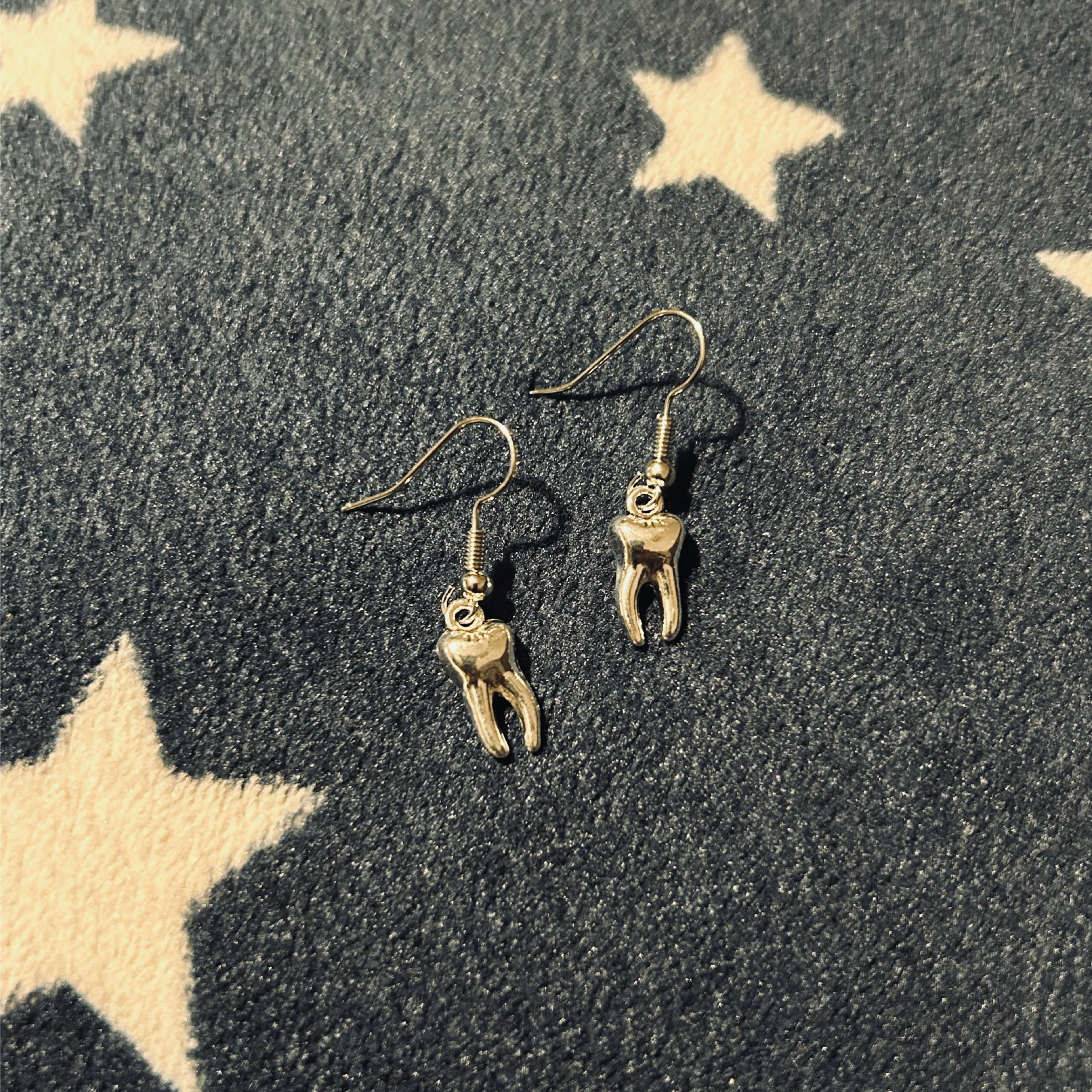 Mini Teeth Silver Earrings