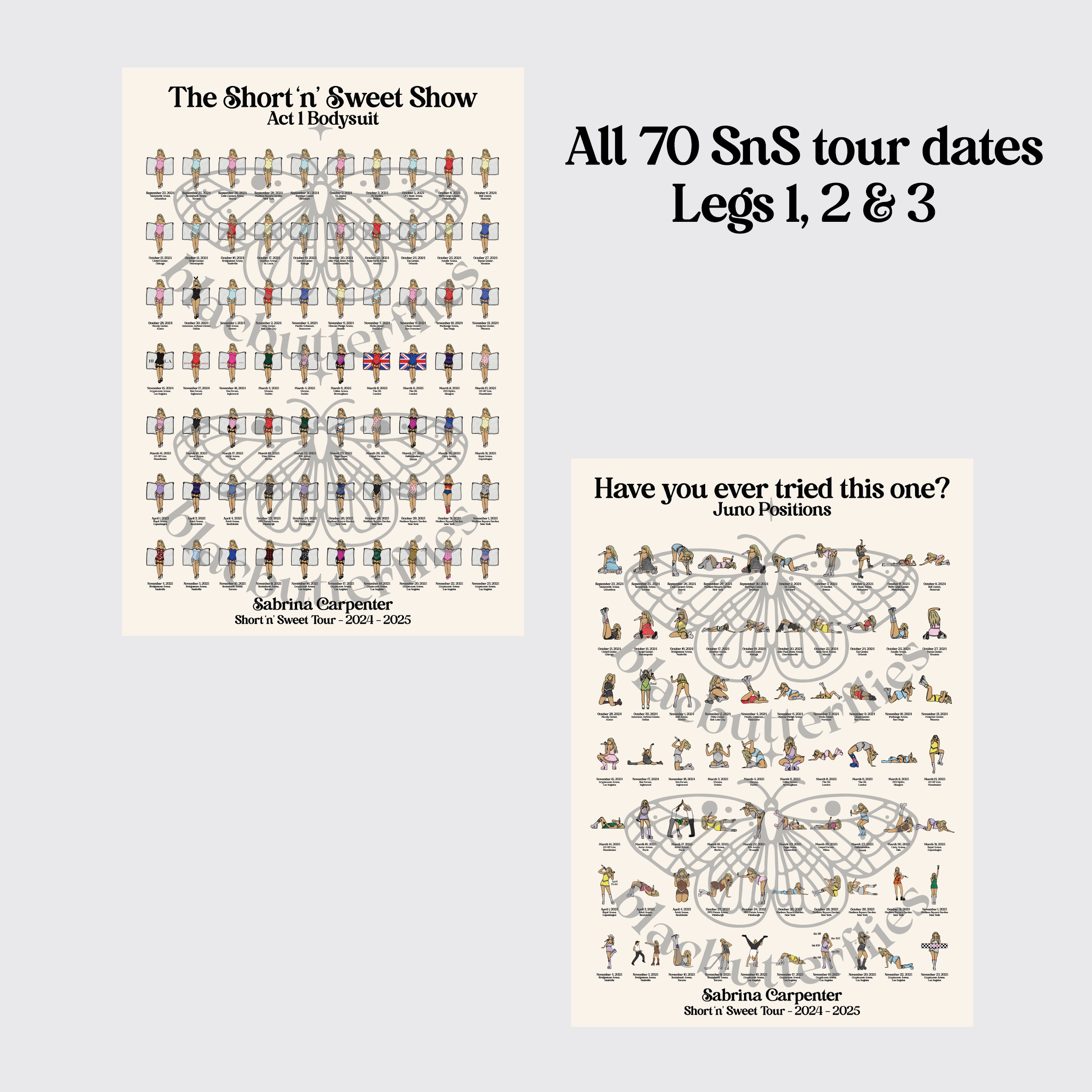 Carpenter Sweet Tour Posters (ALL LEGS. FULL 70 DATES)