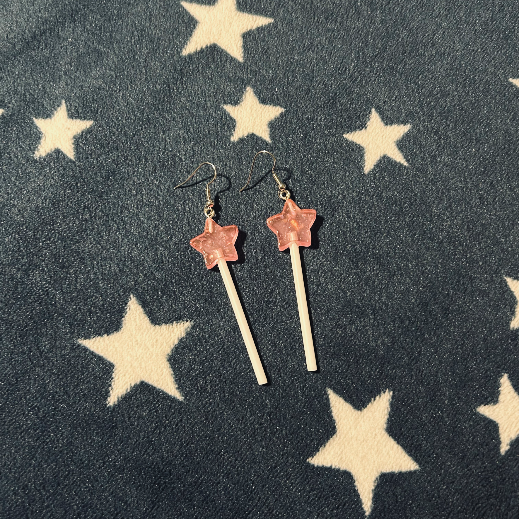 Pink Glittery Star Lollypop Earrings