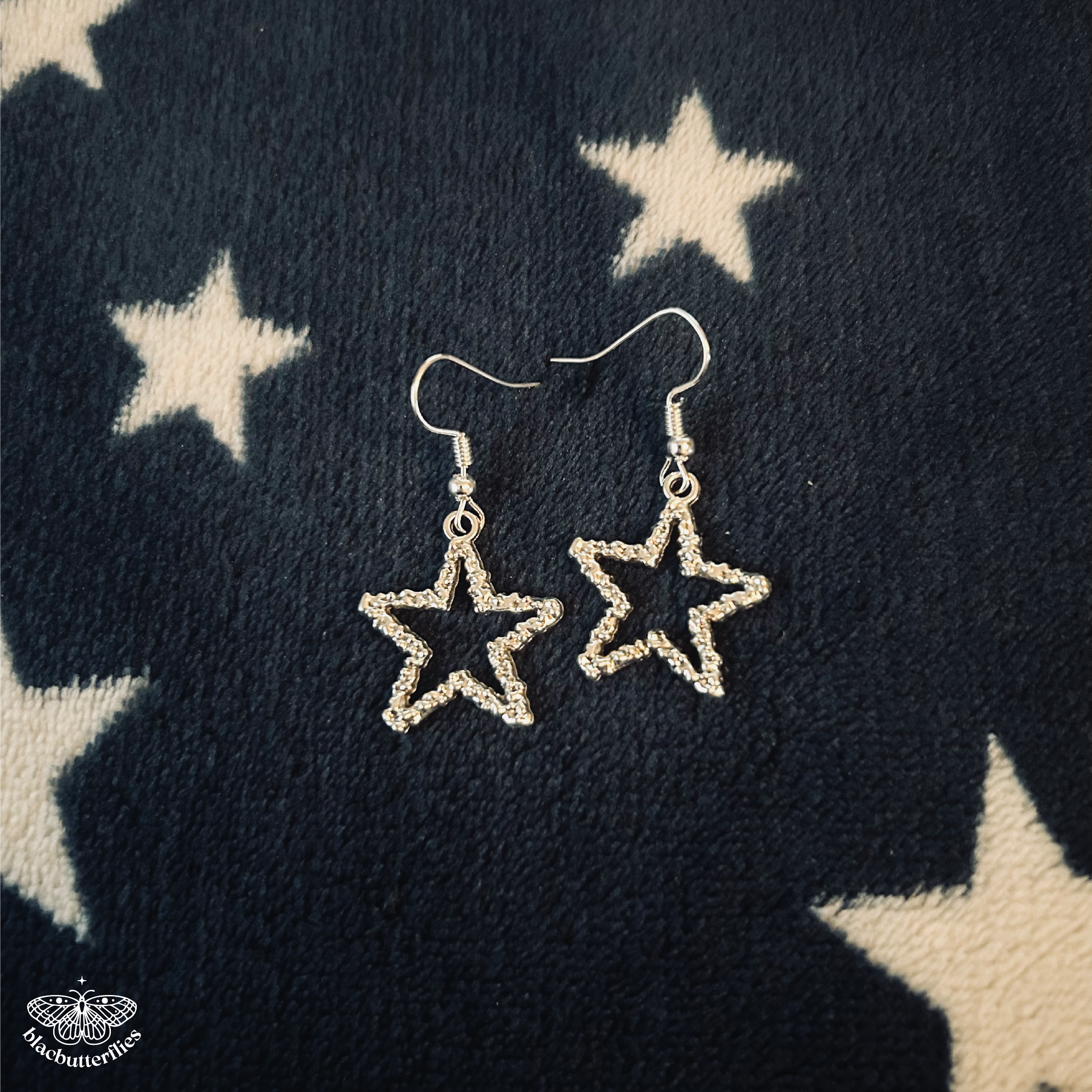 Textured Silvery Star Earrings