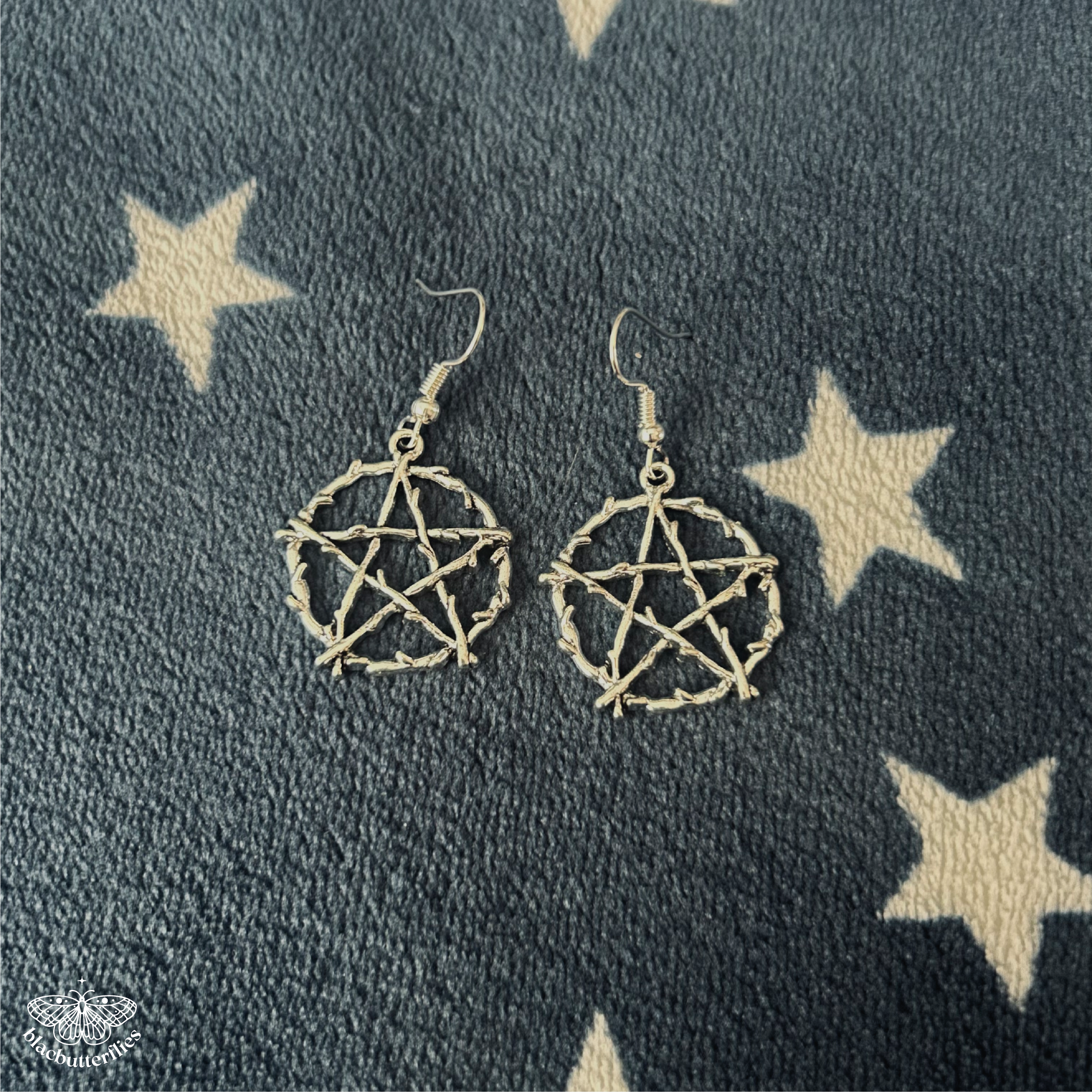 Silver Pentagram Earrings