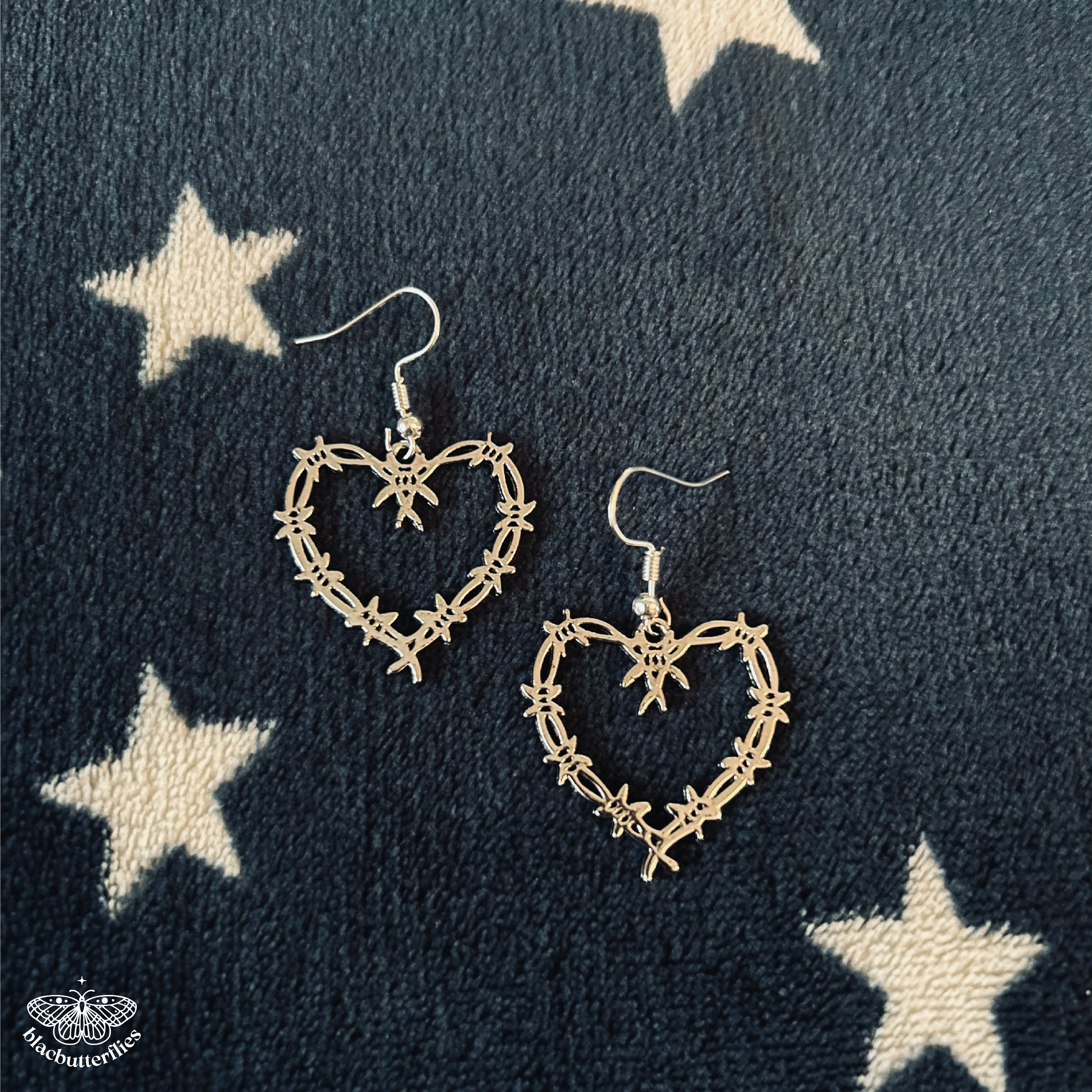 Silver Outline Barbed Wire Earrings