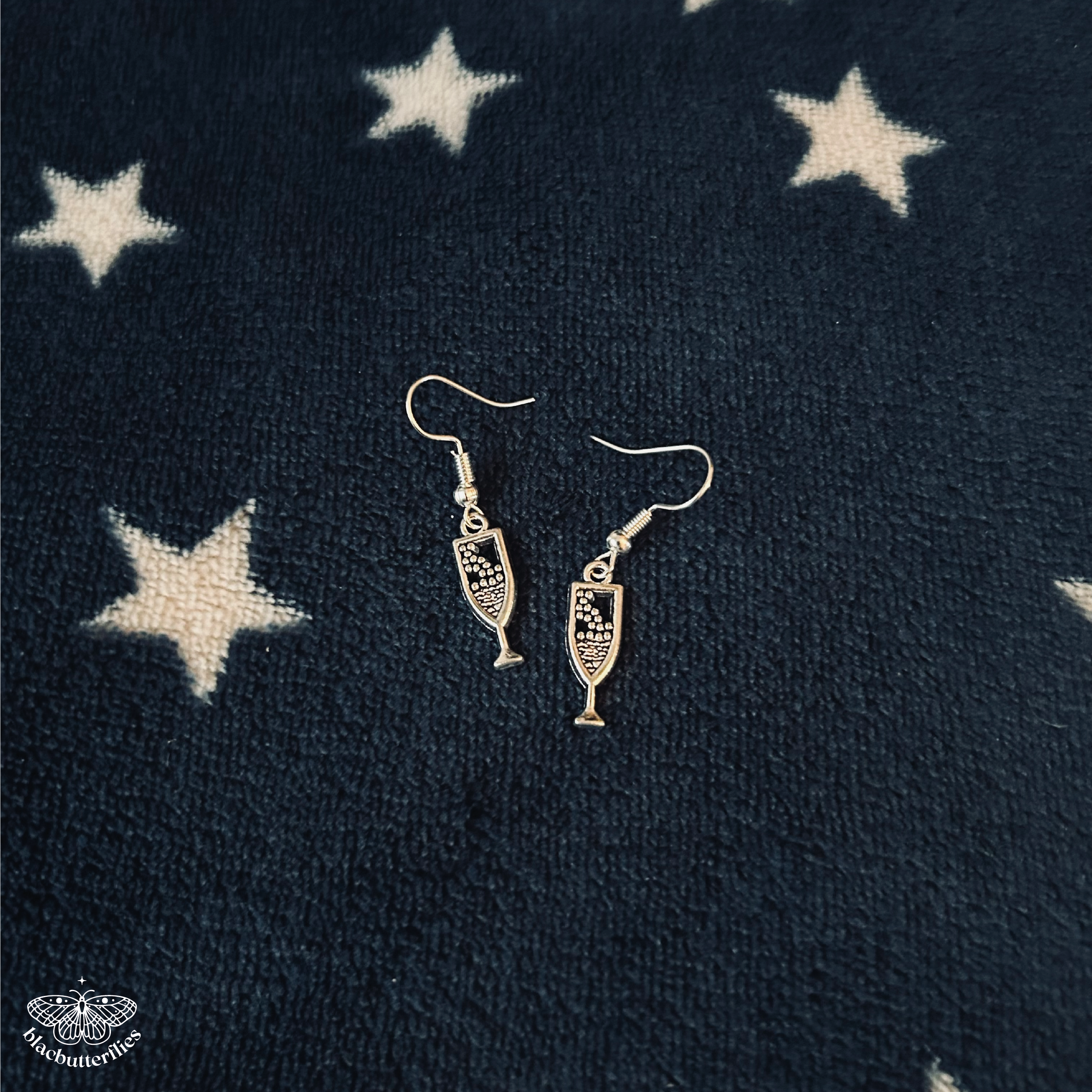 Silver Champagne Flute Earrings