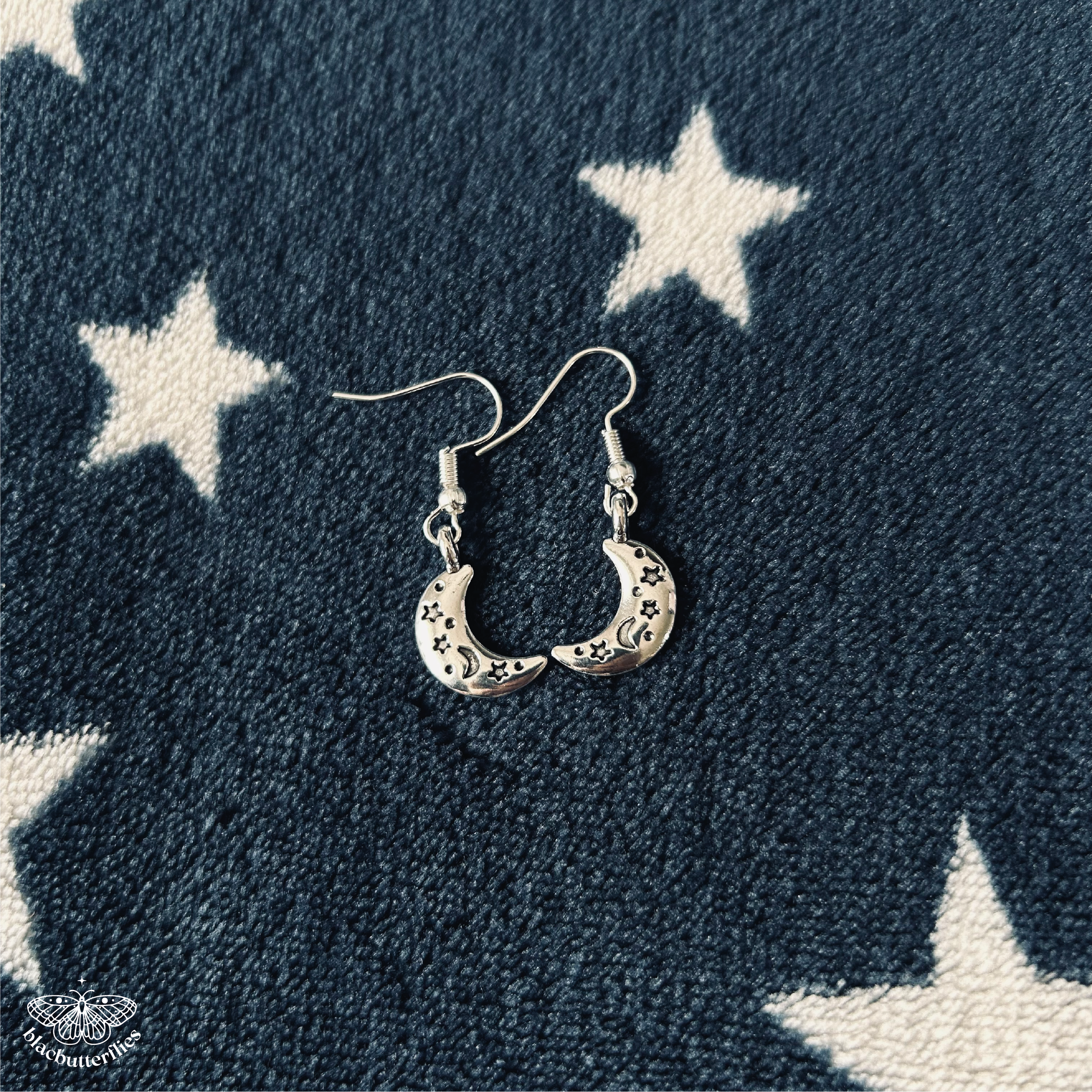 Decorative Silver Moon Earrings