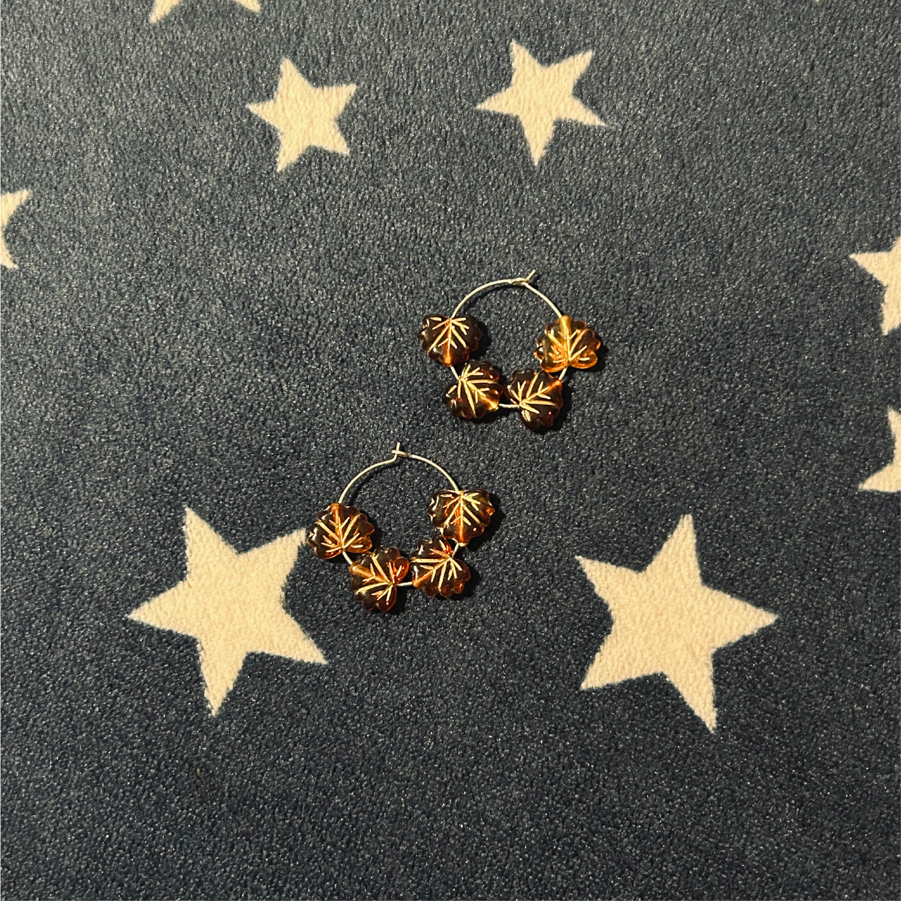 Brown Lead Beaded Hoop Earrings