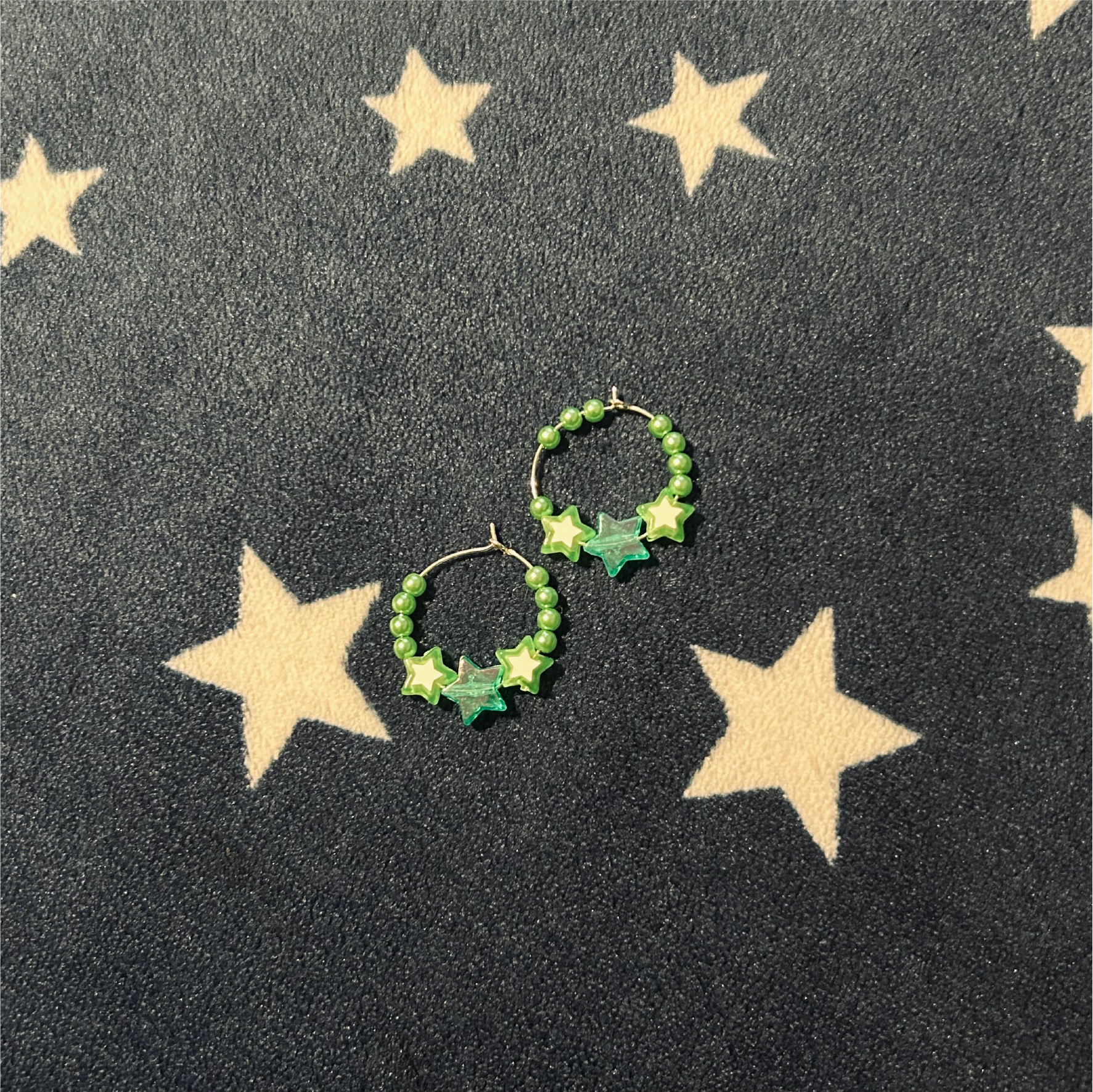Green Beaded Hoop Earrings