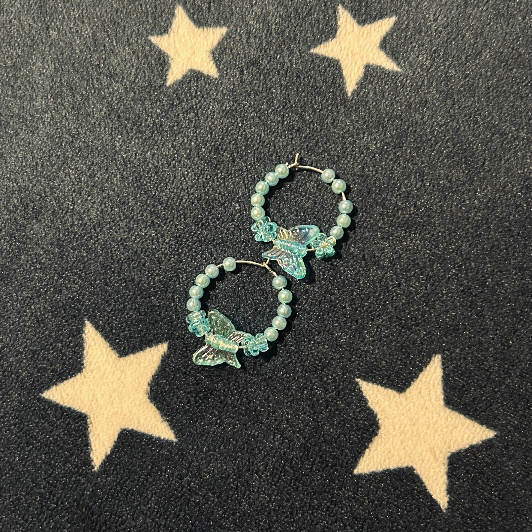 Beaded Hoop Earrings Butterfly Design - Multiple Colours