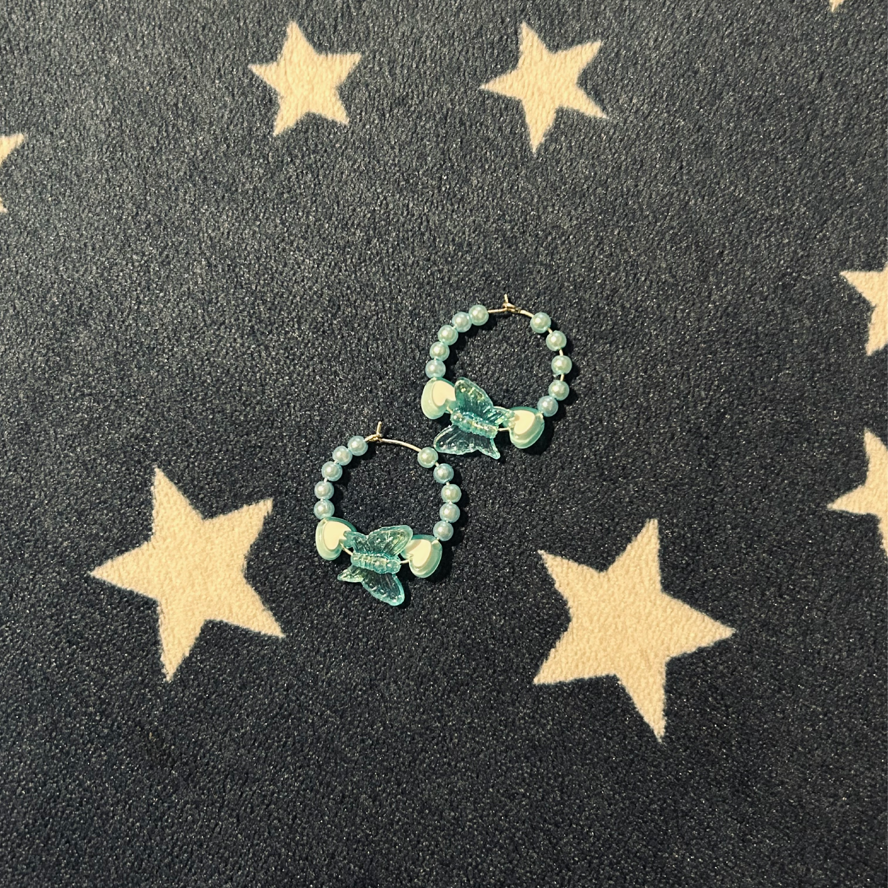 Beaded Hoop Earrings Butterfly Design - Multiple Colours