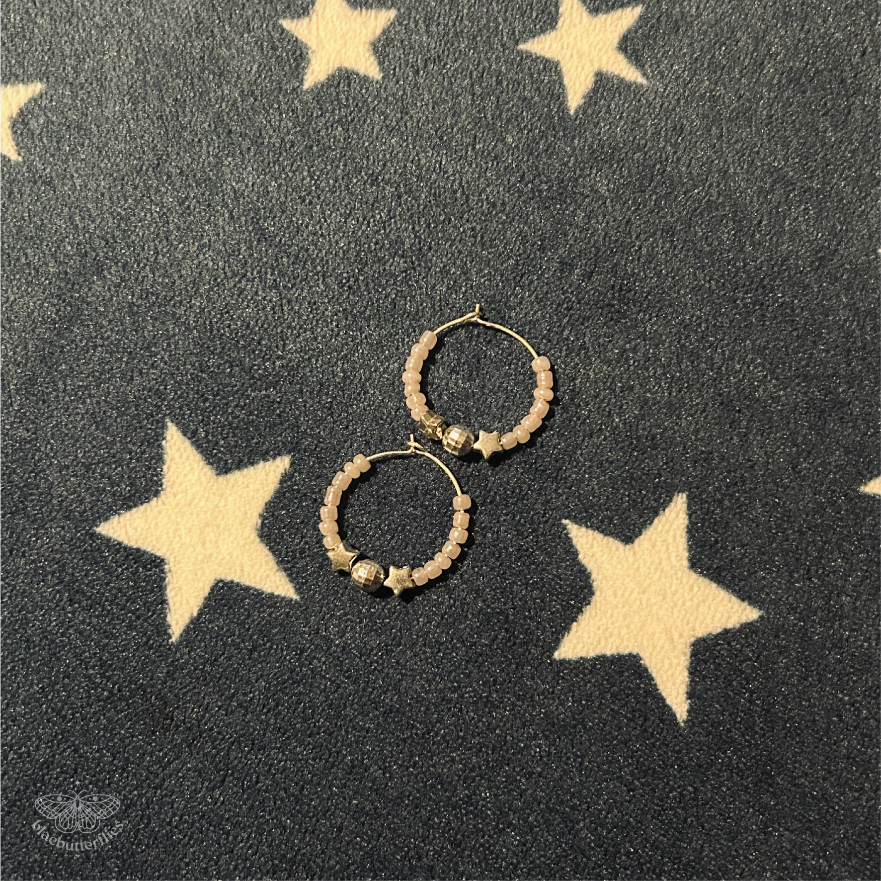 White/Silver Mirrorball and Star Hoop Earrings