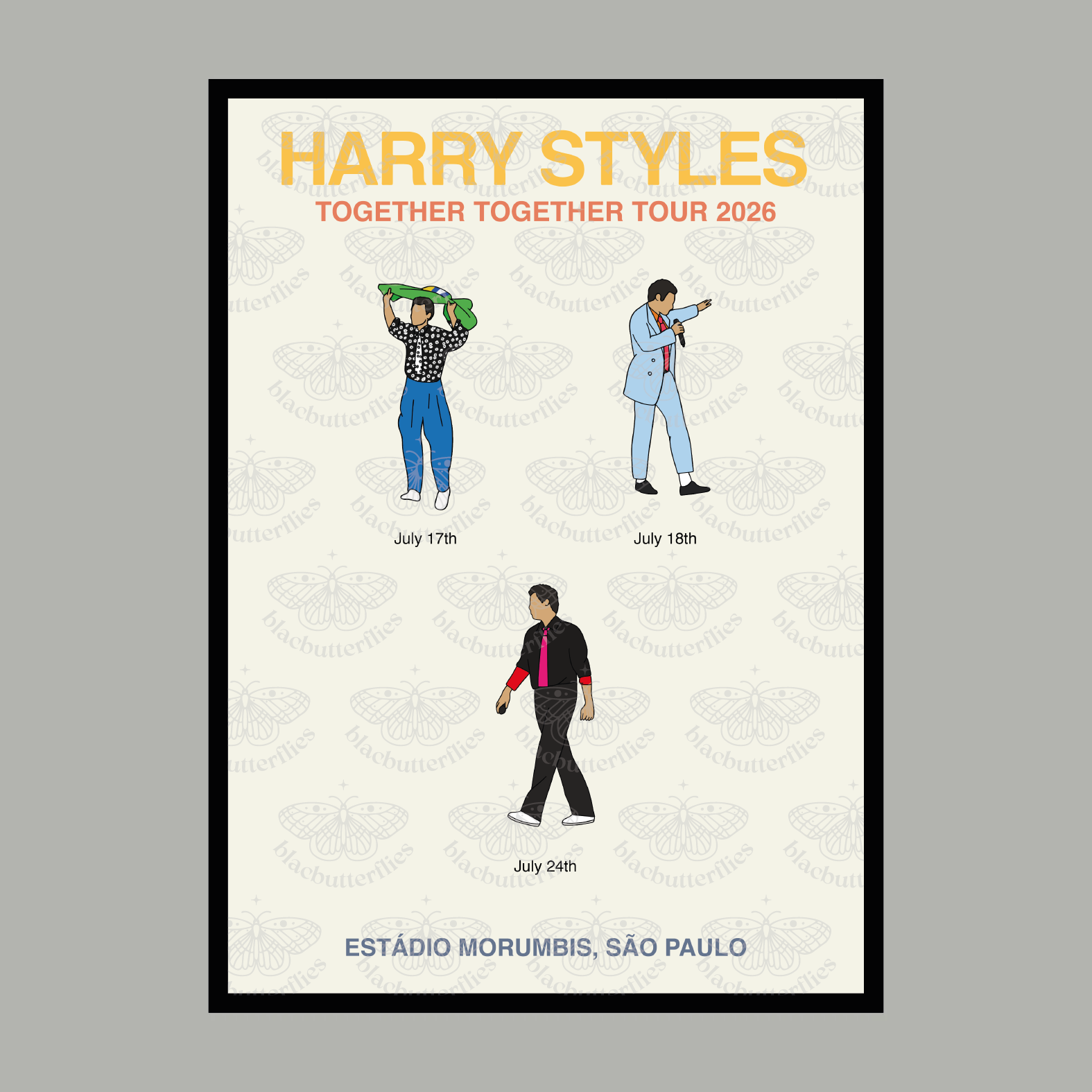 Styles Together Tour BRAZIL Residency OUTFIT Illustration Poster