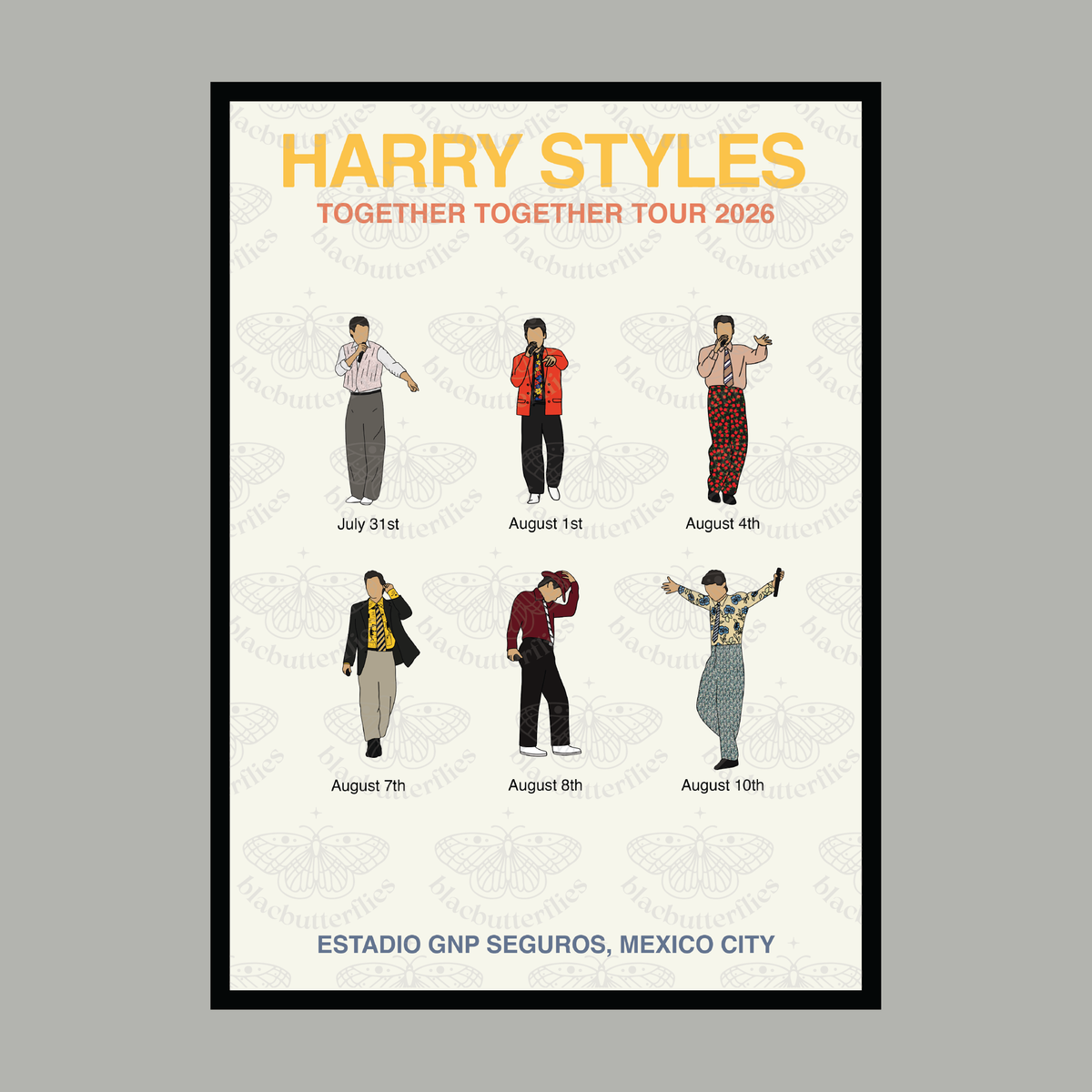 Styles Together Tour MEXICO CITY Residency OUTFIT Illustration Poster