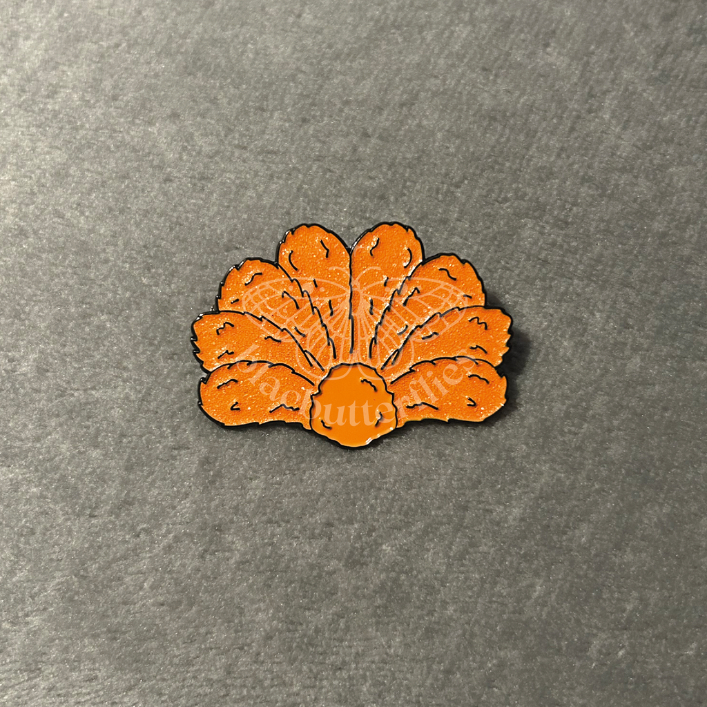 Orange Feather Showgirl Pin Badge