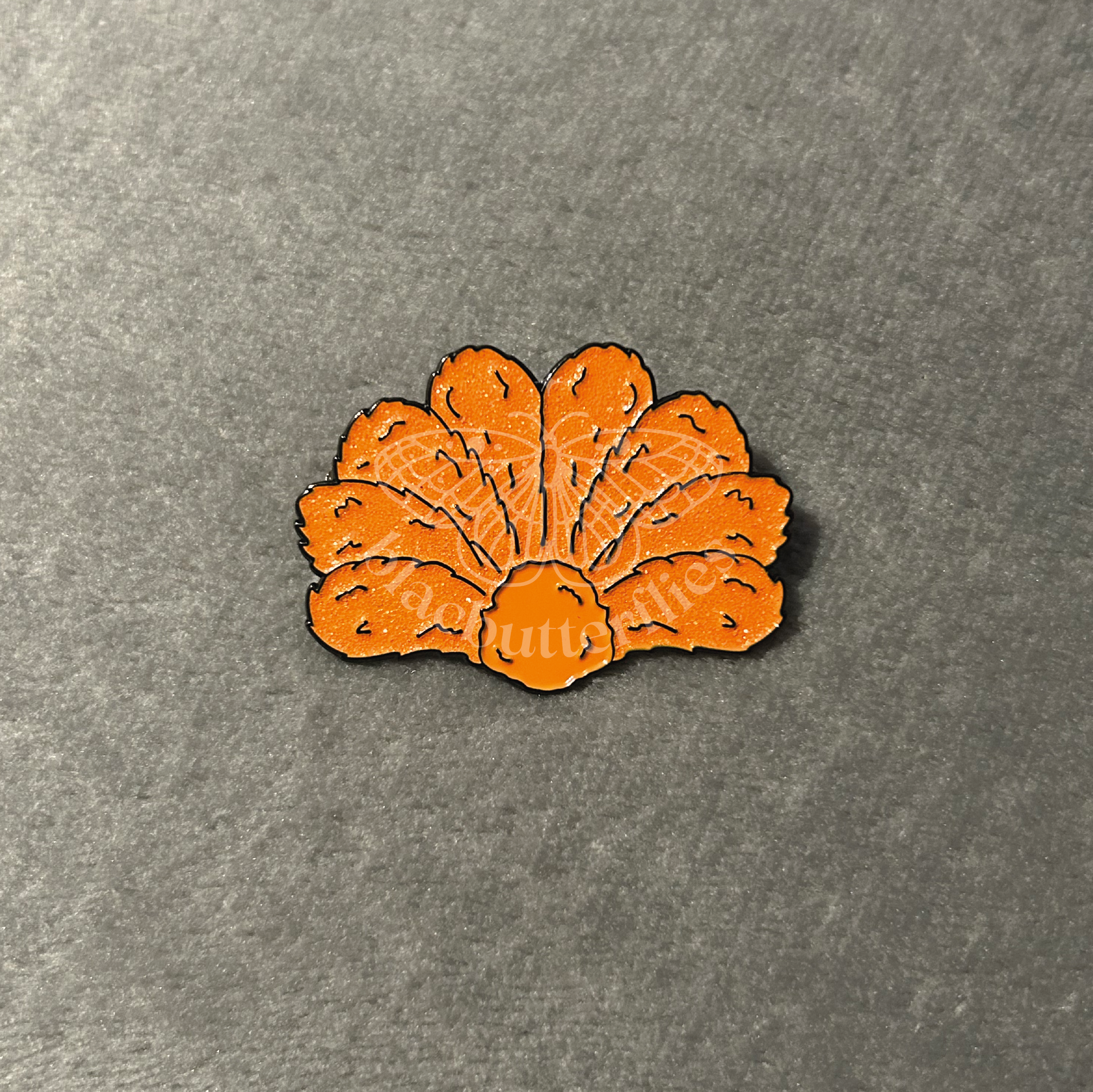 Orange Feather Showgirl Pin Badge