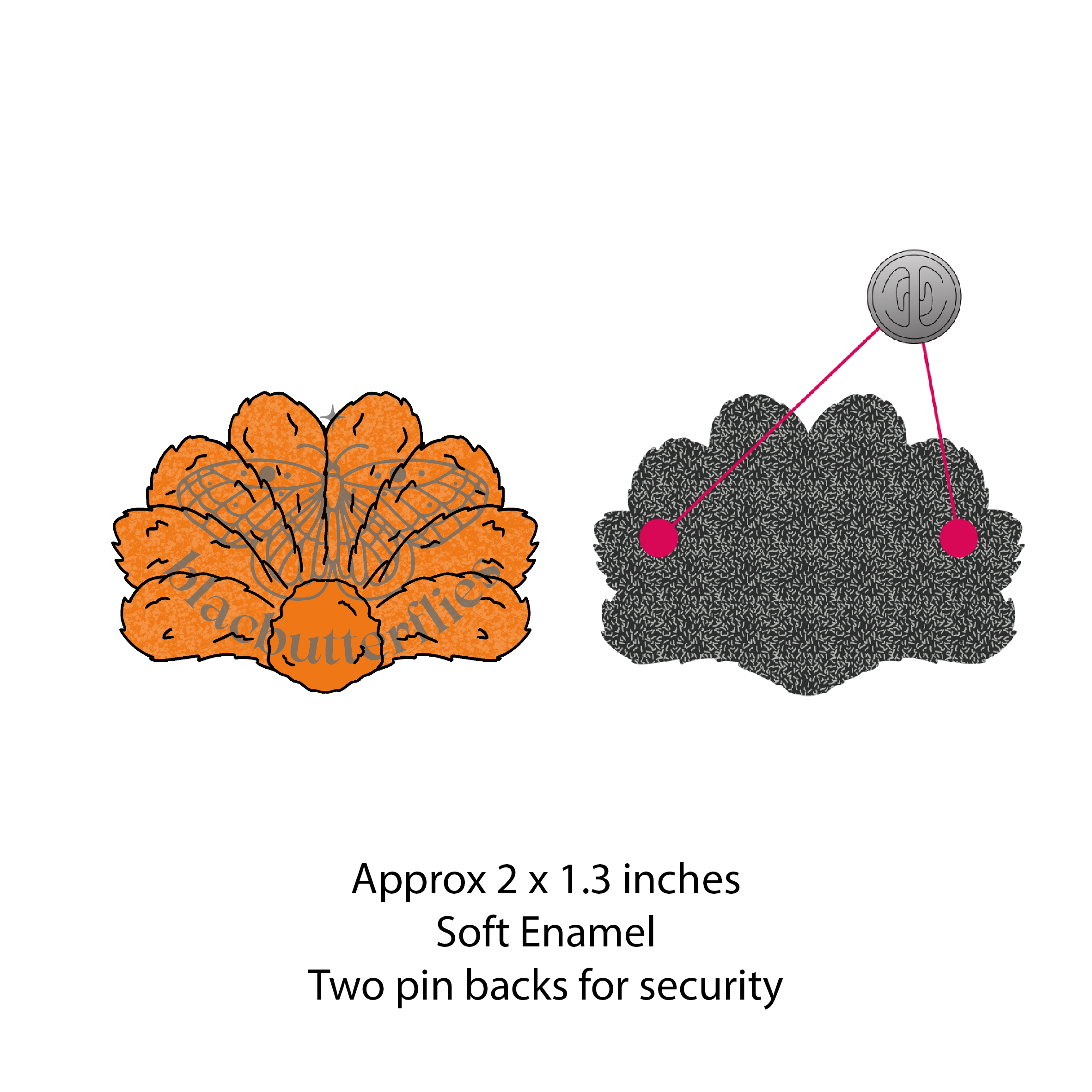 Orange Feather Showgirl Pin Badge