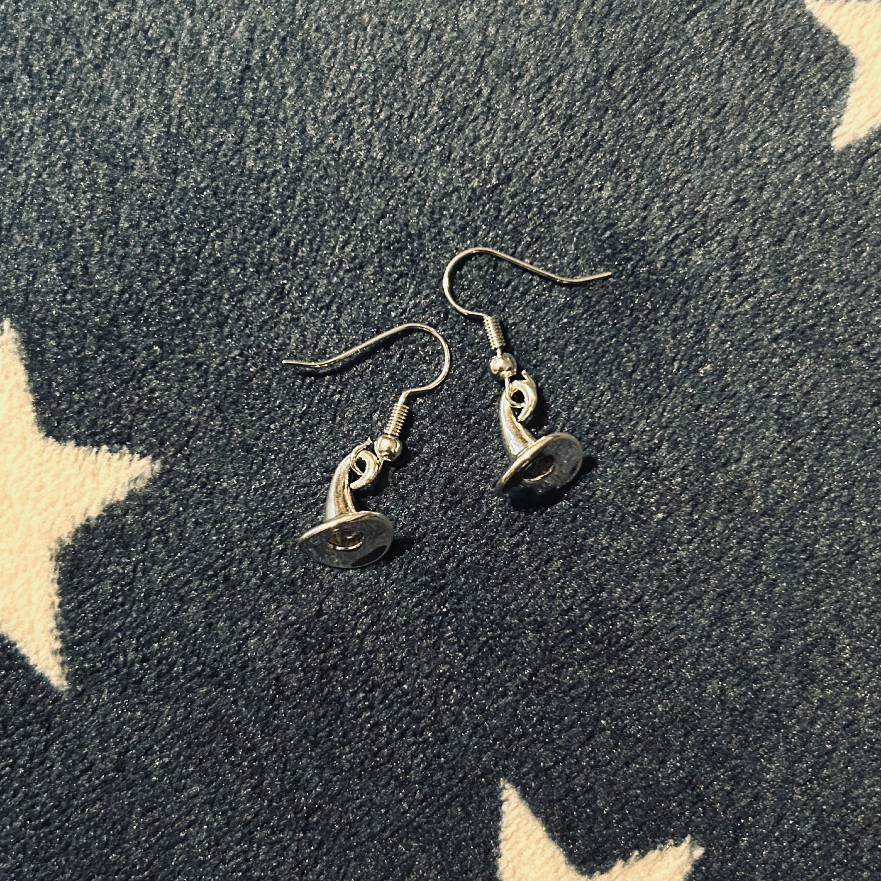 Mini Witches Hat Silver Earrings