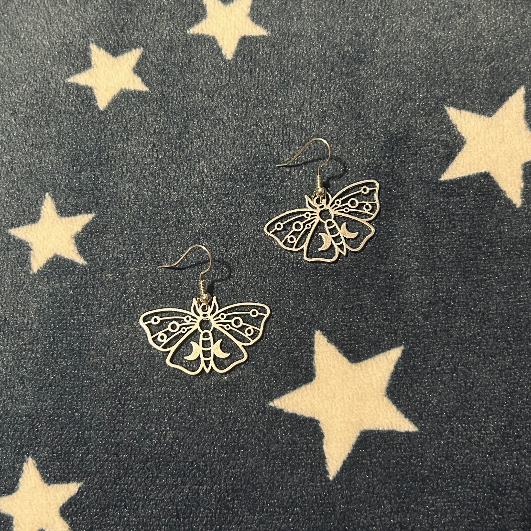 Moth Outline Silver Earrings
