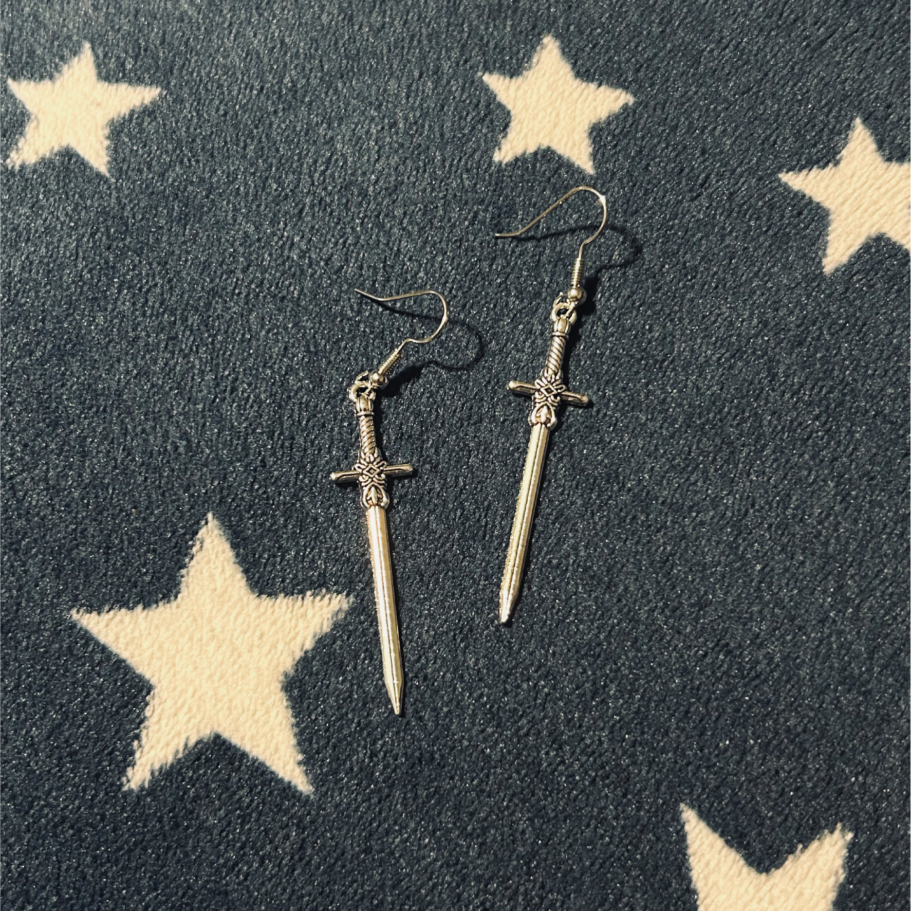 Large Sword Silver Earrings