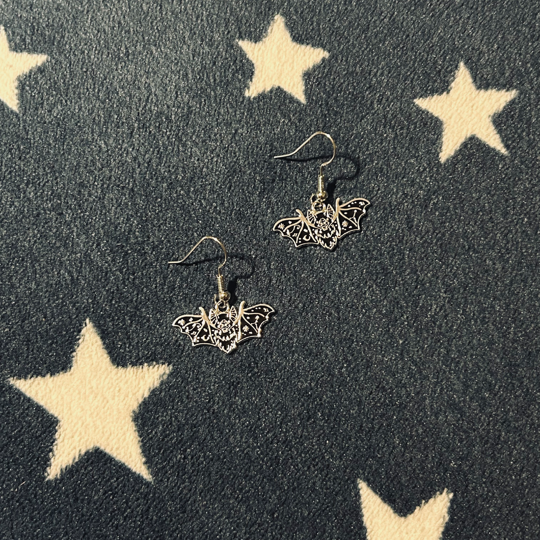 Mini Enamel Black Bats Earrings