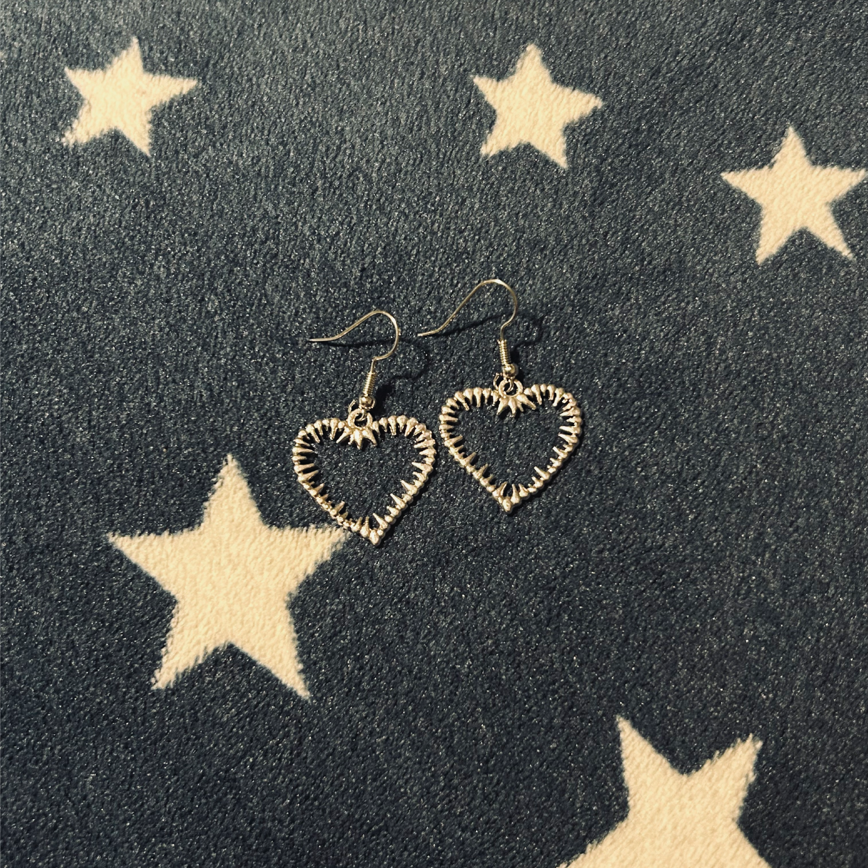 Spiked Hearts Silver Earrings