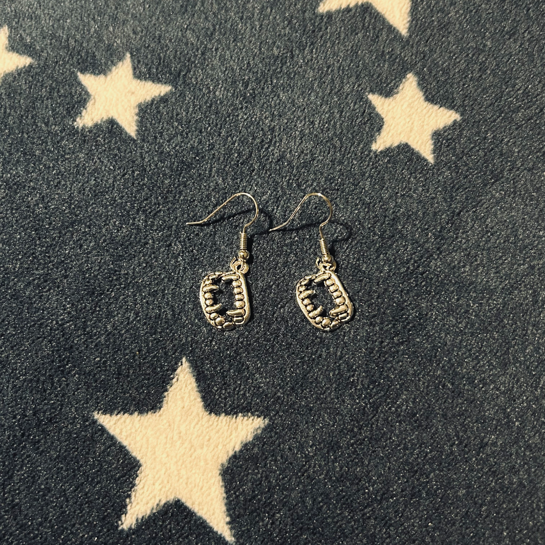 Vampire Teeth Silver Earrings