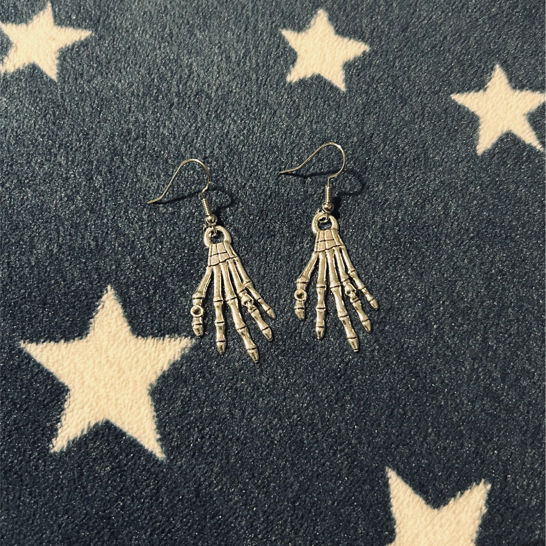 Skeleton Hand Silver Earrings