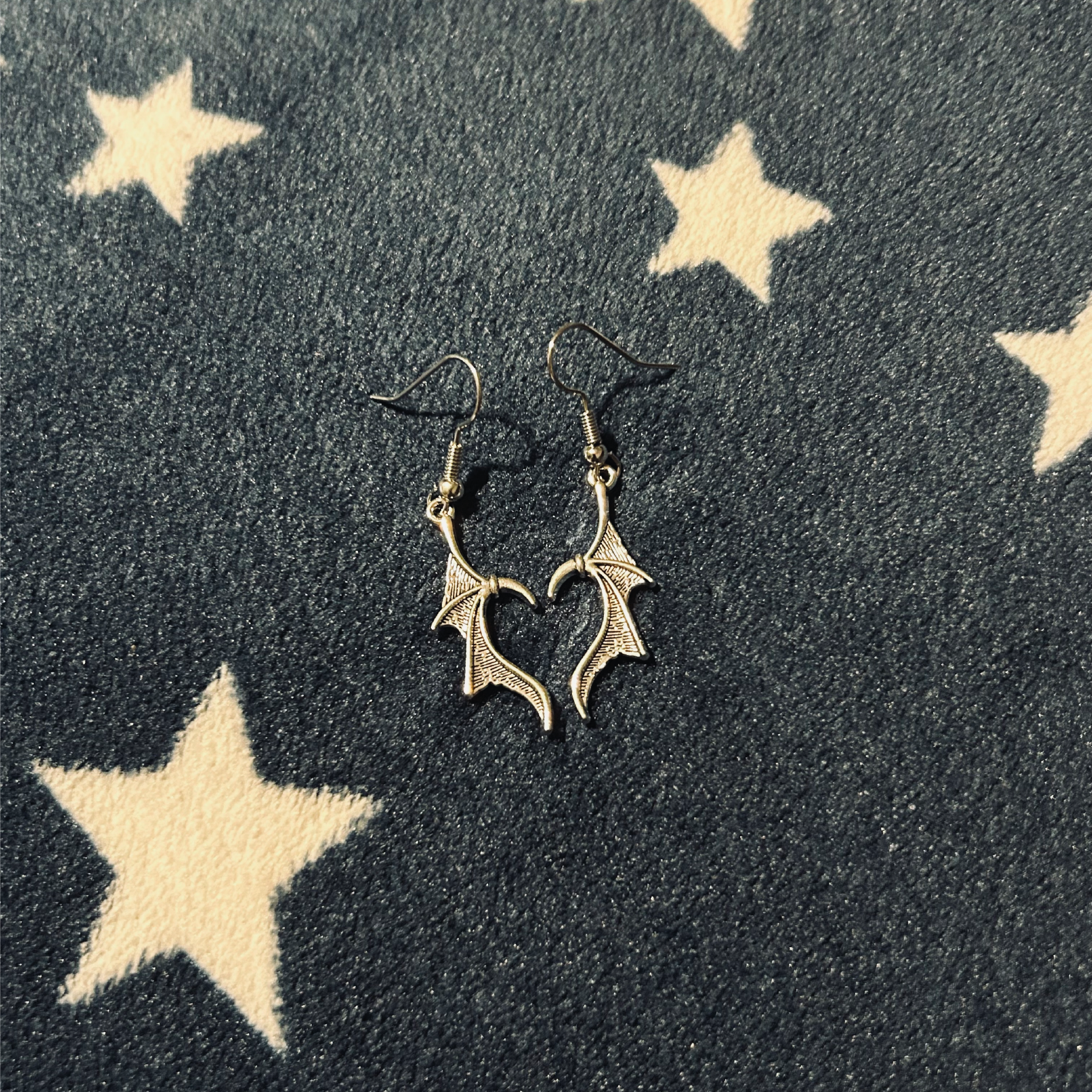 Bat Wings Silver Earrings