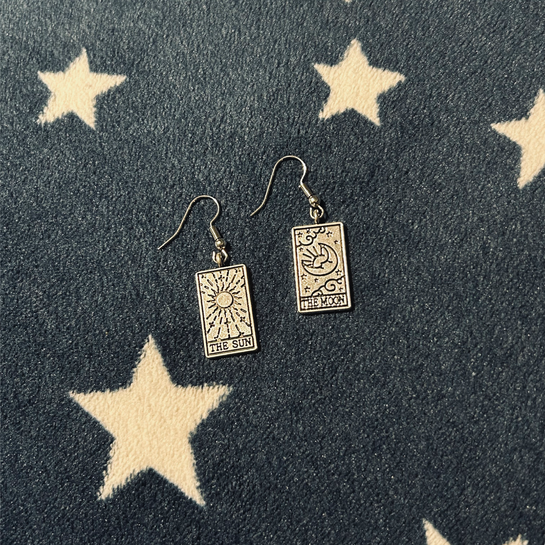 Tarot Cards Sun & Moon Silver Earrings
