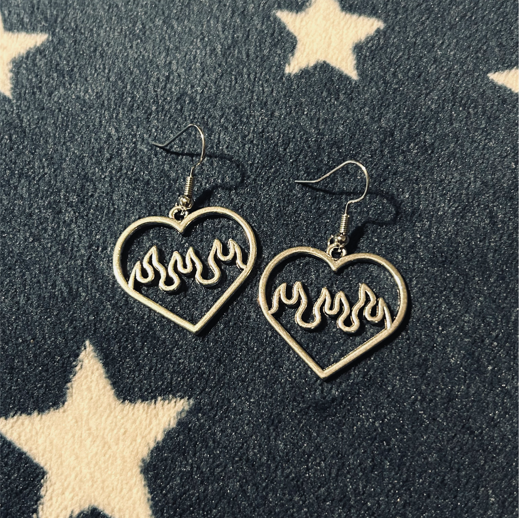 Silver Fire Hearts Earrings
