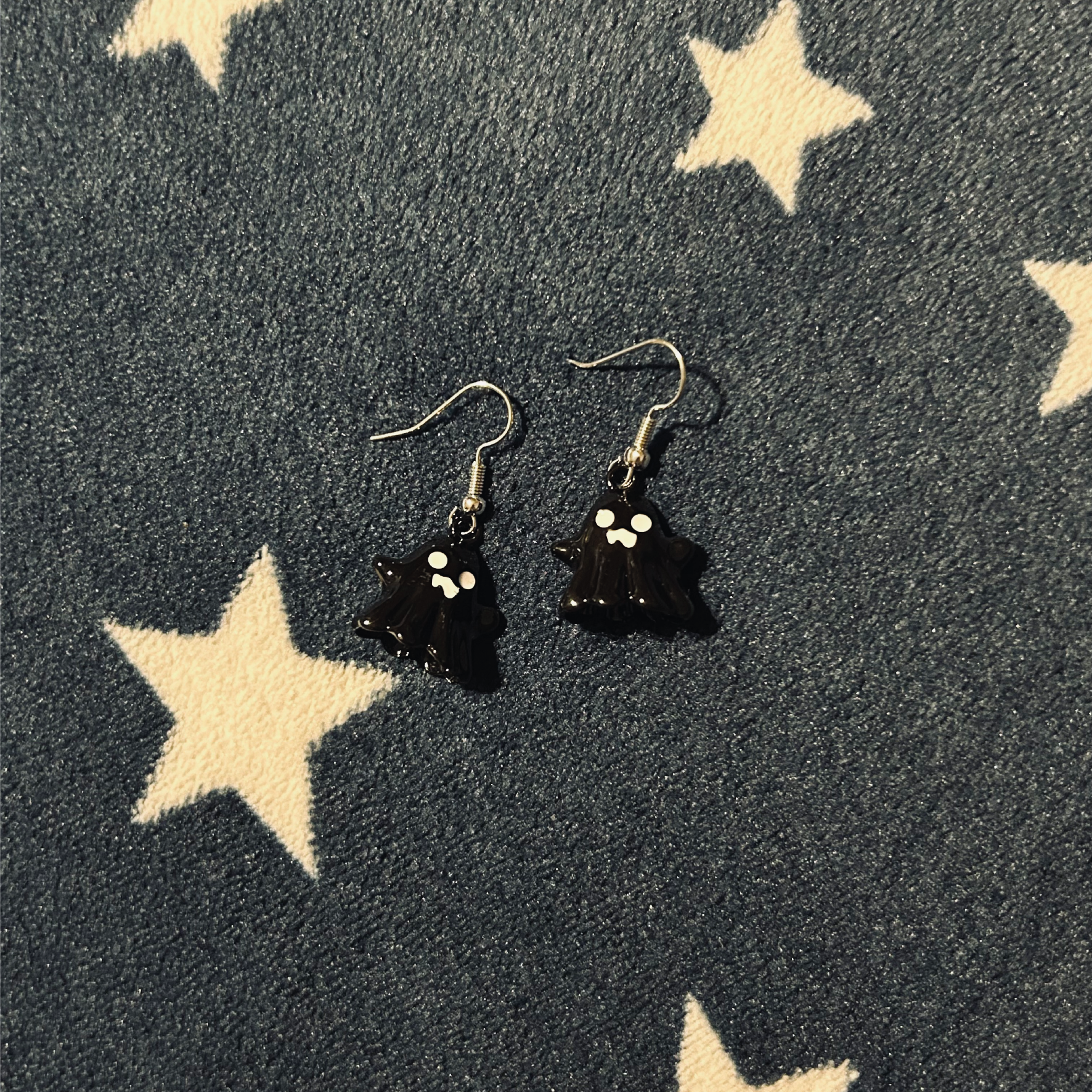 Black 3D Ghosts Earrings