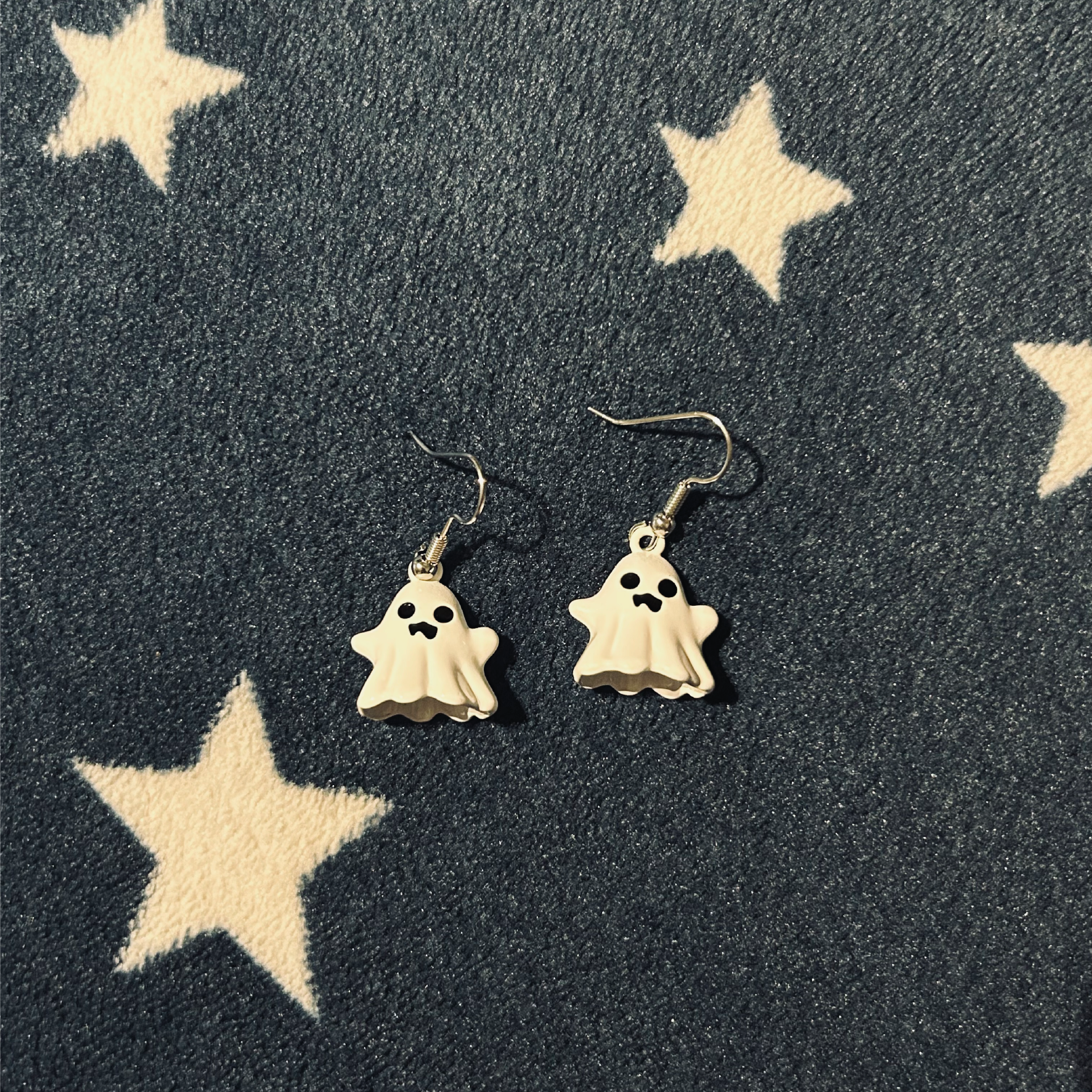 White 3D Ghosts Earrings