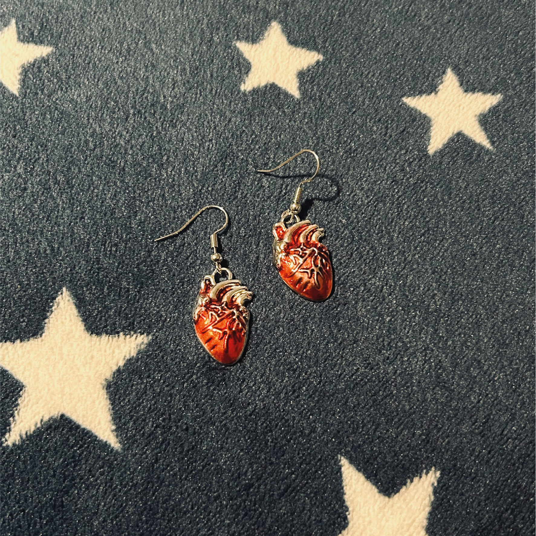 Anatomical Heart Silver Earrings