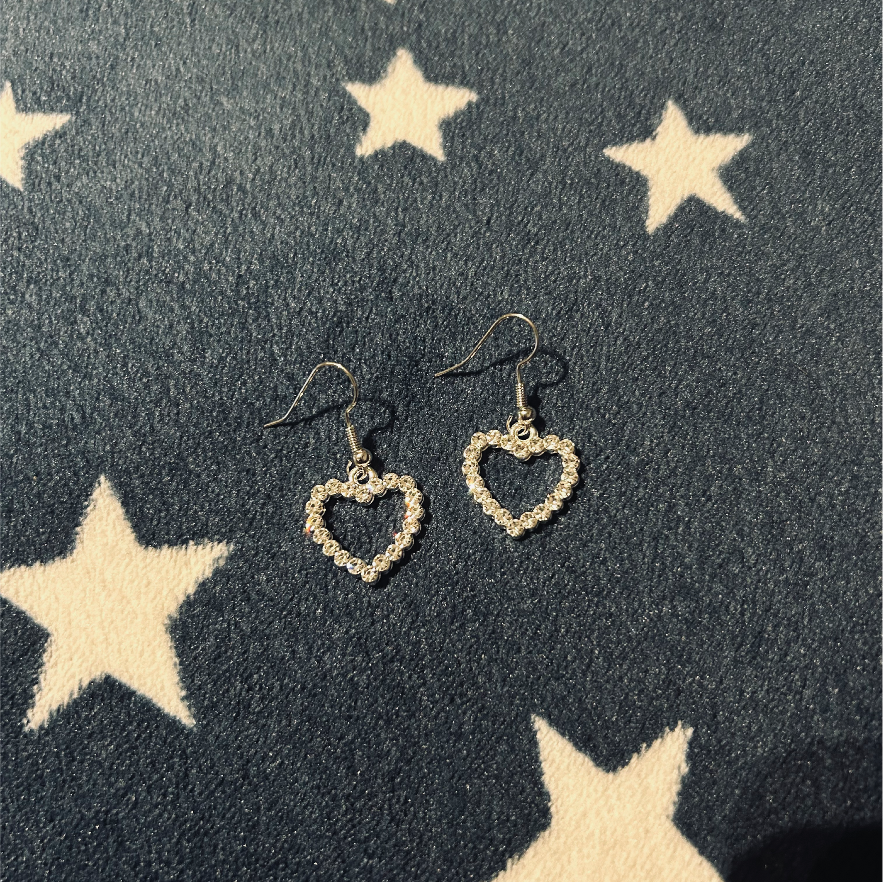 Diamante Heart Silver Earrings