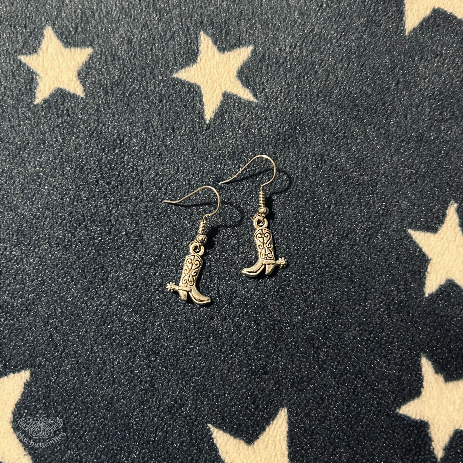 Silver Cowboy Boot Earrings