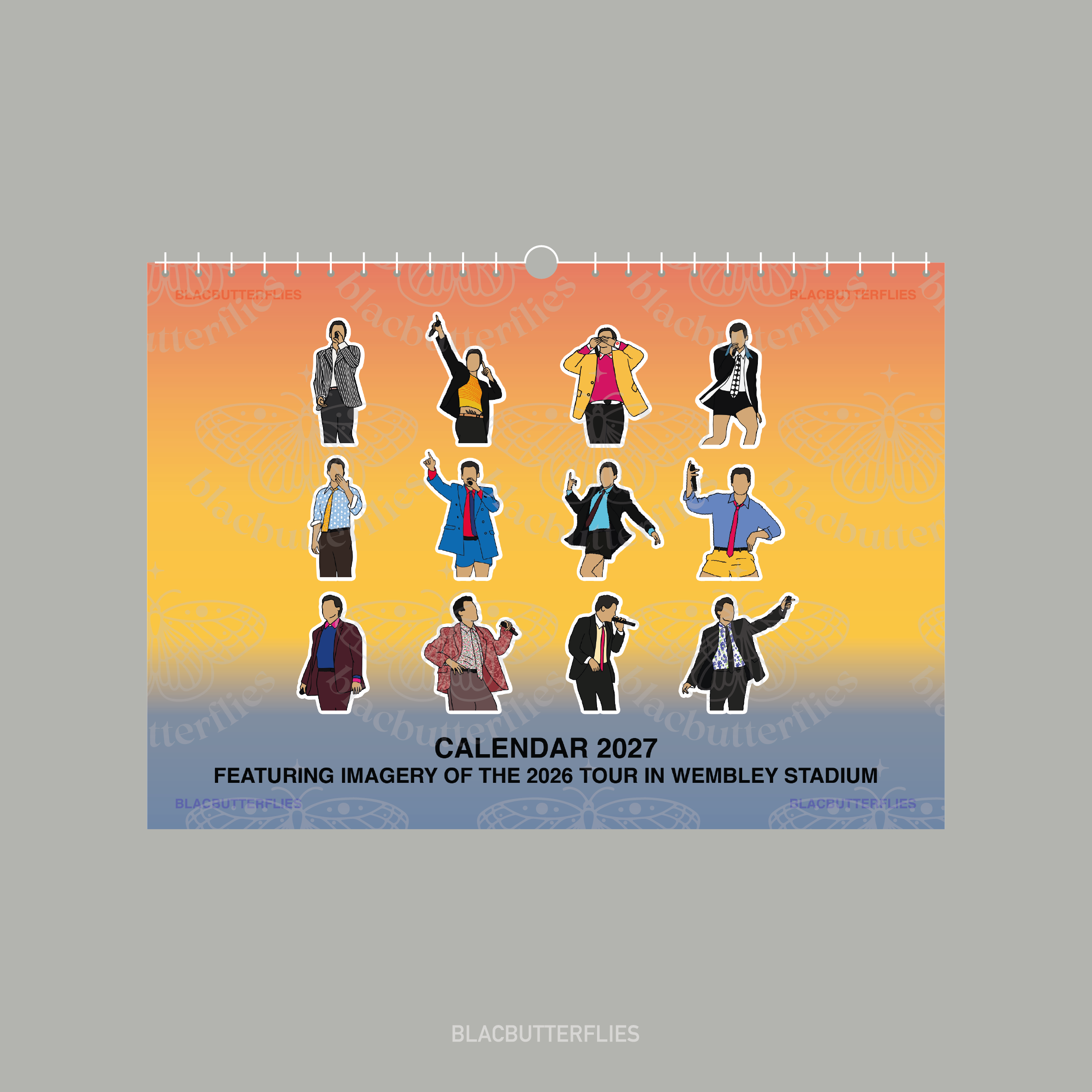 Styles Together Tour Outfit Illustration Calendar 2027