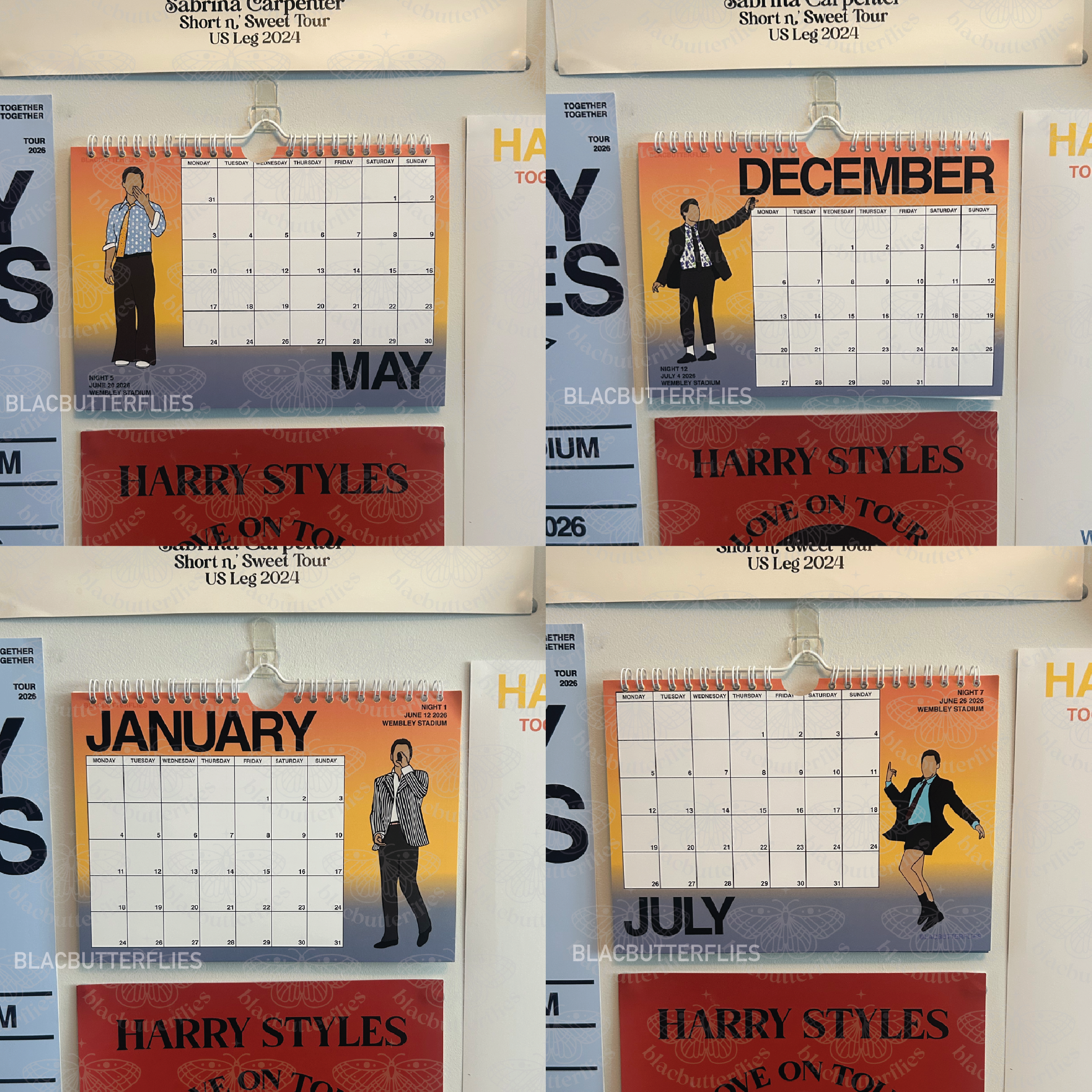 Styles Together Tour Outfit Illustration Calendar 2027
