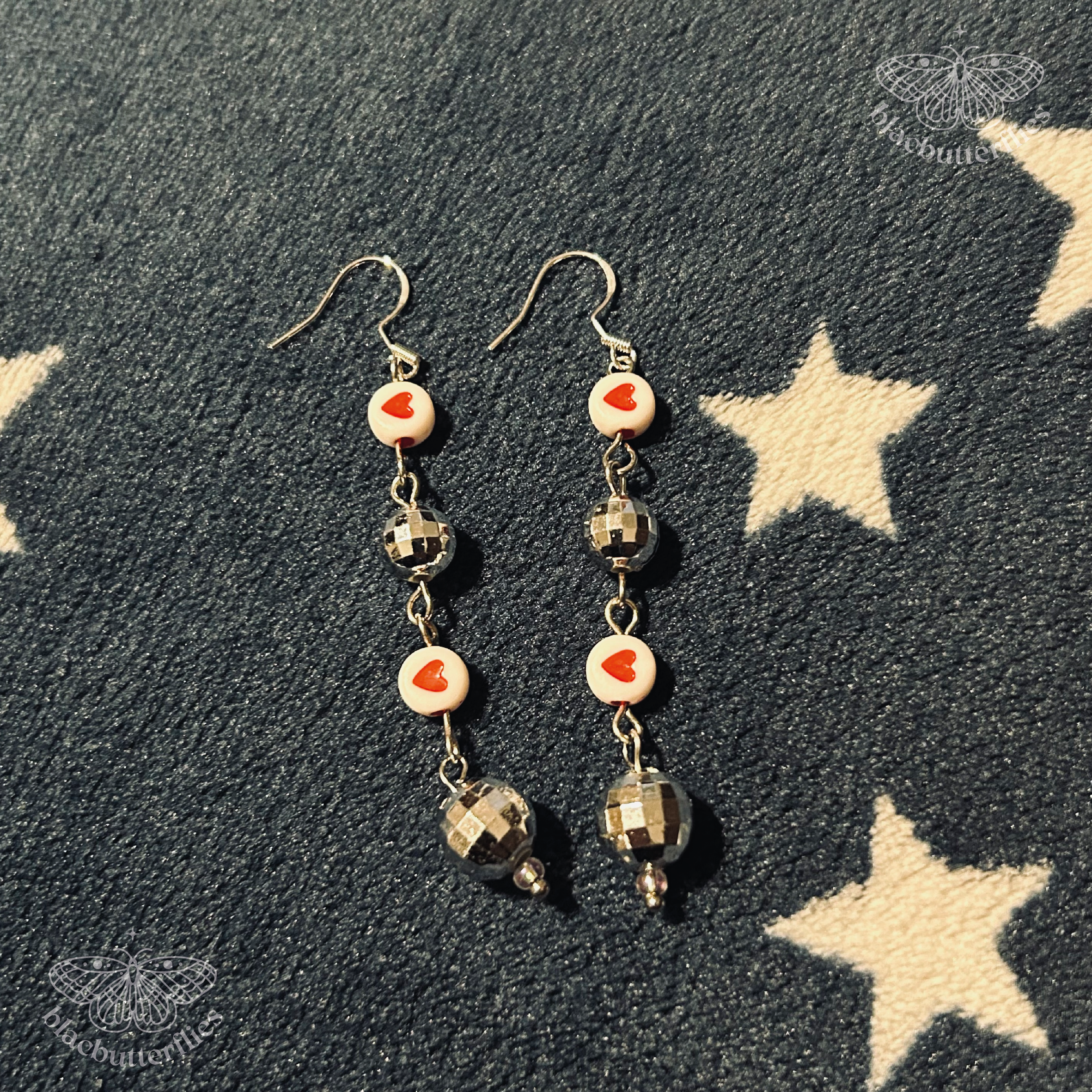 Heart Disco Ball Drop Earrings