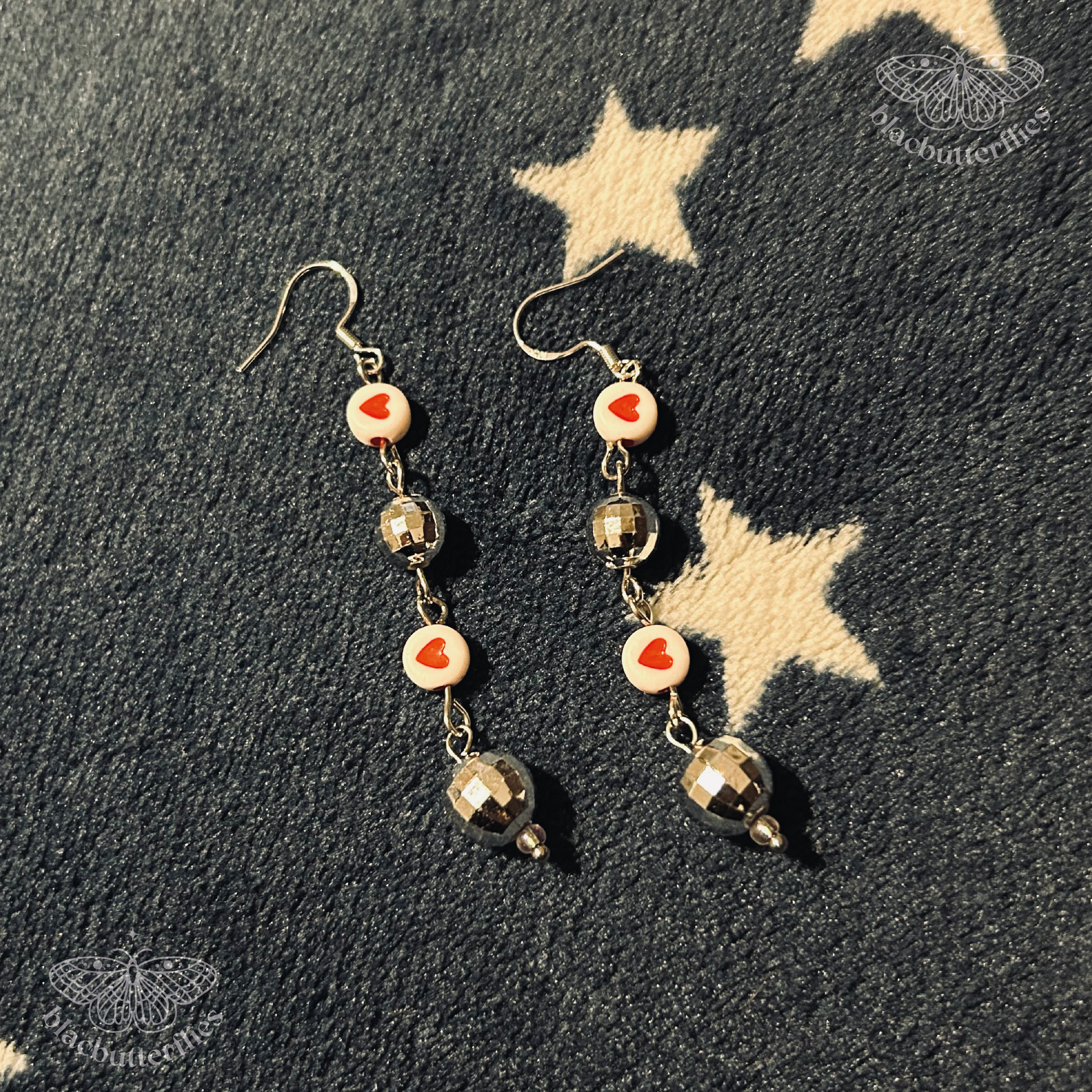 Heart Disco Ball Drop Earrings