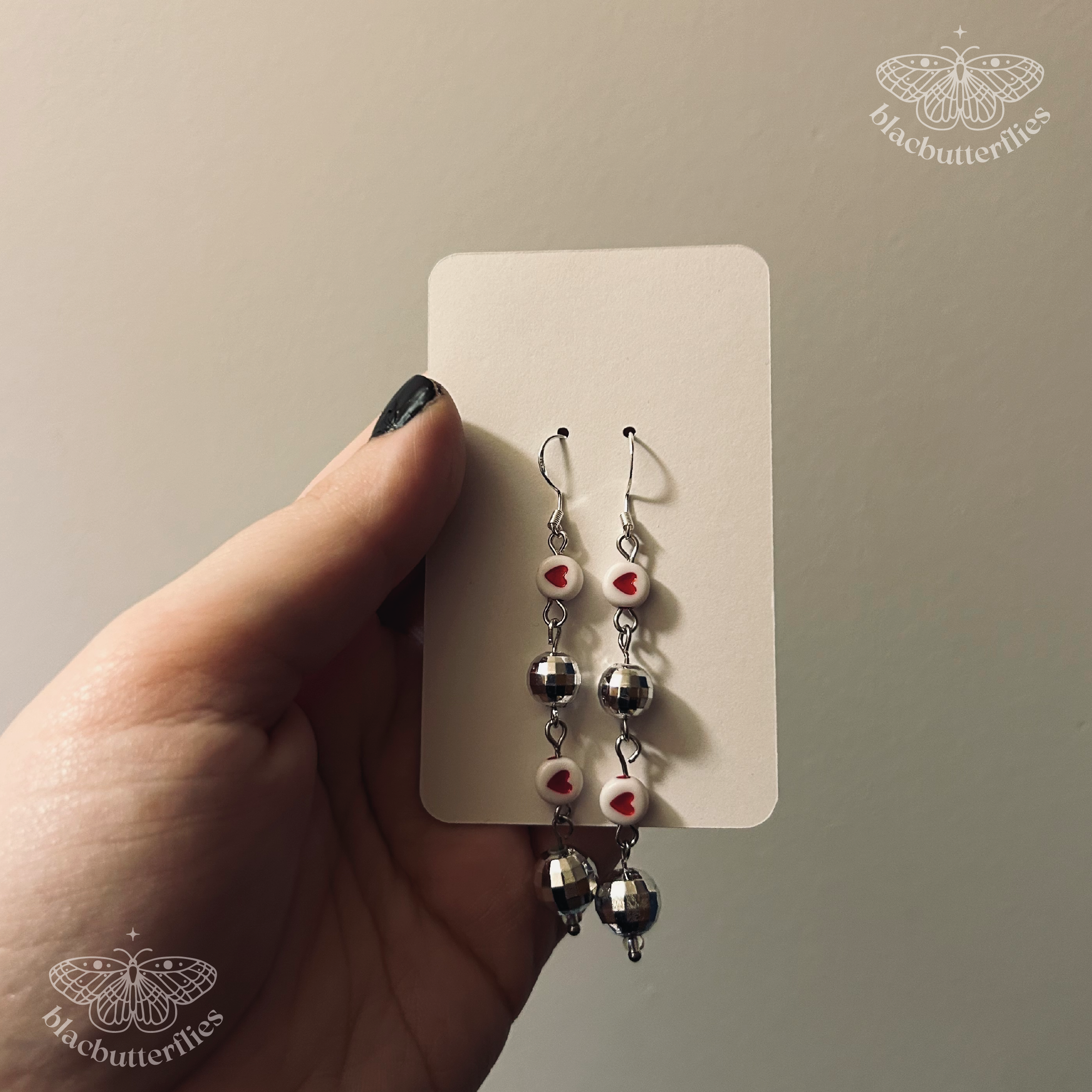Heart Disco Ball Drop Earrings