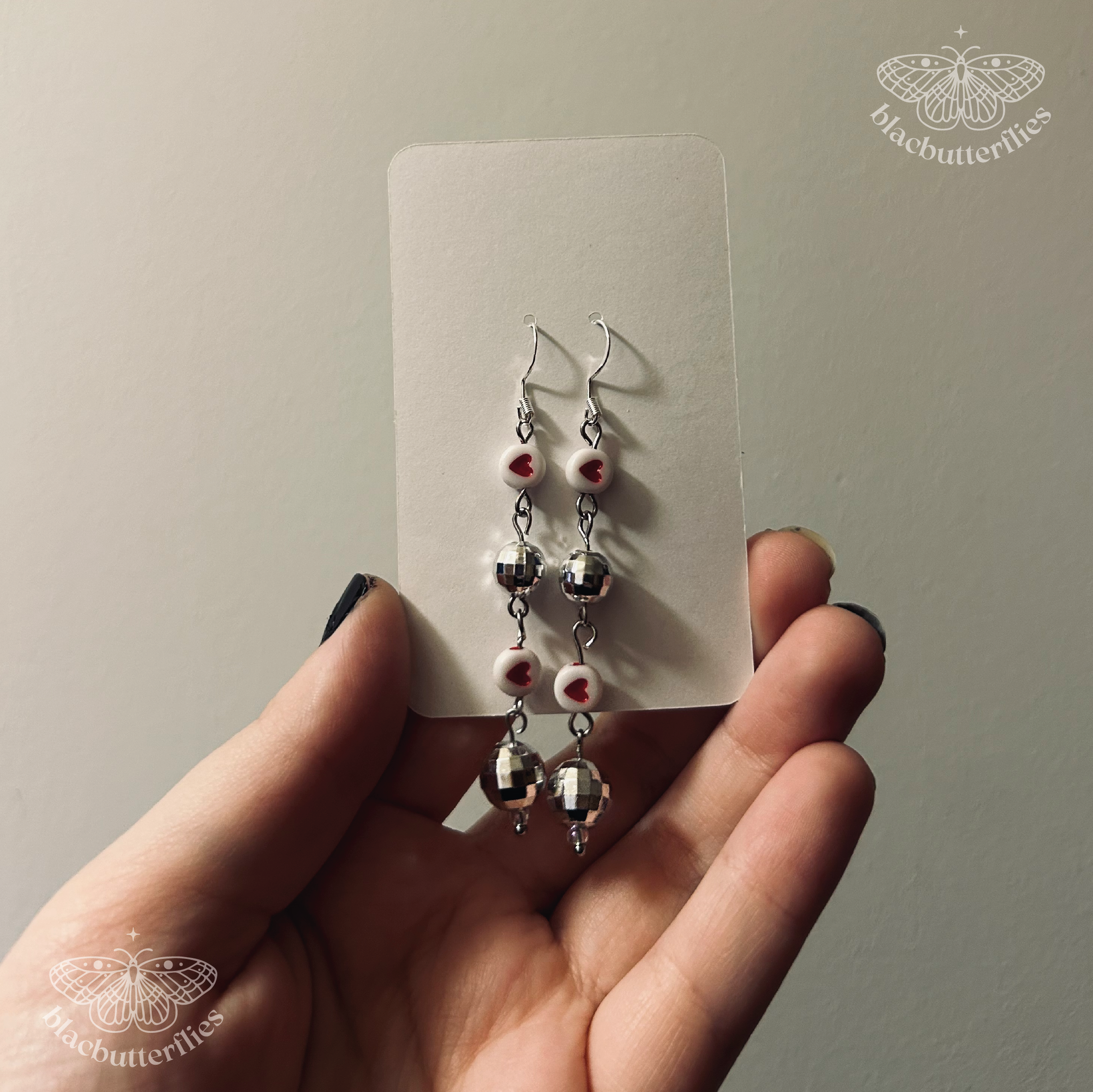 Heart Disco Ball Drop Earrings