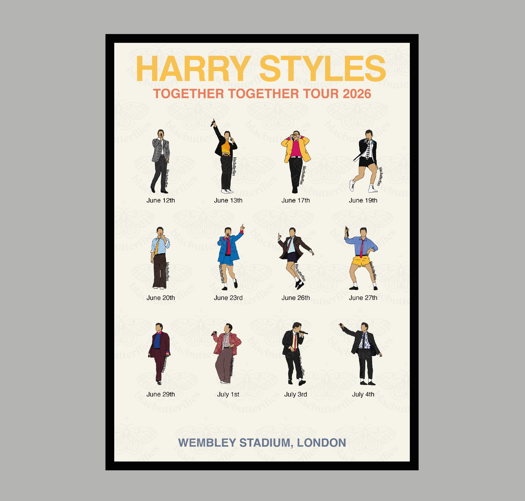 Styles Together Tour LONDON Residency OUTFIT Illustration Poster