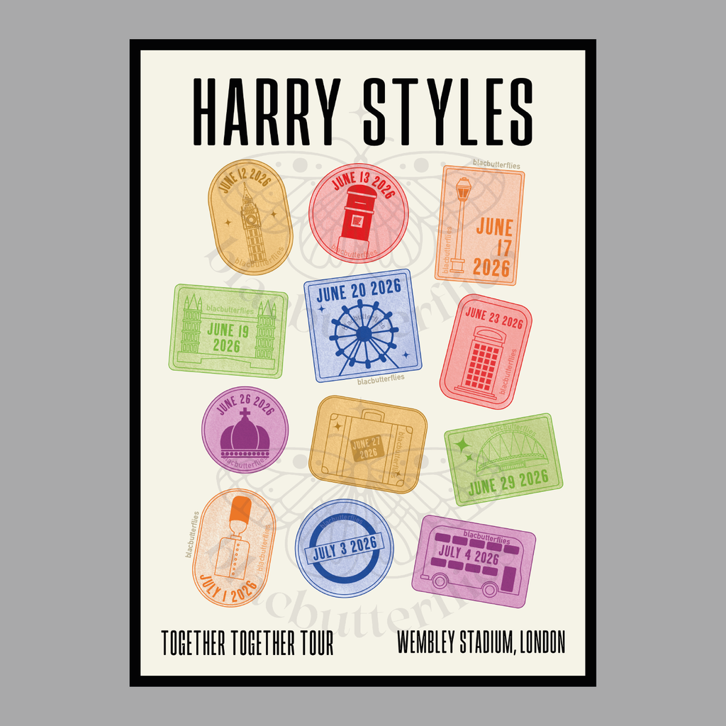 Harry Together Tour Stamp Style Poster London